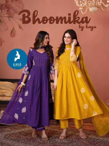 Bhoomika By Kaya Roman Mul Chanderi Anarkali Kurtis Set Wholesalers In Surat